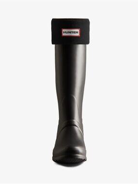 Hunter Fleece Welly Socks - Black with Red Logo Accents